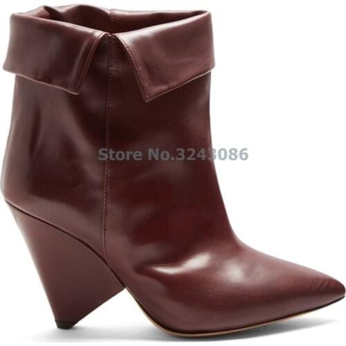 Pointed Toe Spike Heel Chelsea Boots Brown Faux Sheepskin Turned-over Edge High Heel Women Boots Black Shining sequined Boots