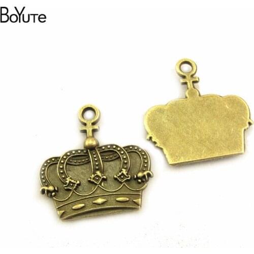 BoYuTe (50 Pieces/Lot) Metal Alloy 26*27MM Crown Pendant Charms Diy Hand Made Jewelry accessories Wholesale