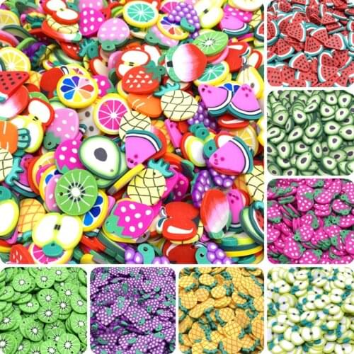 20Pcs/lot 20mm Fruit Beads Flakes Clay Beads Mixed Color Polymer Clay Spacer Beads For Jewelry Making DIY Bracelet Hairpin