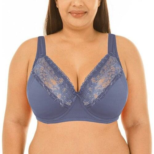 Sexy Women Bra Lace Big Bralette Full Cup Underwired Support Bra Top Lingerie Plus Size 40 42 44 46 48 50 DD E F FF G Cup