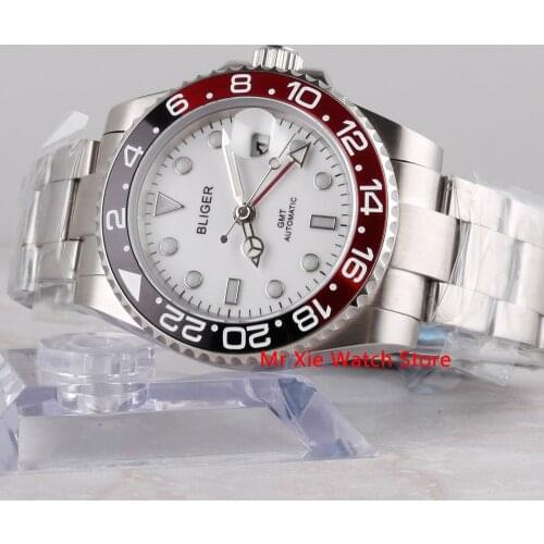 Bliger 40mm Automatic Mechanical Watch Men Luxury Sapphire Crystal Ceramic Bezel GMT Watch Luminous Waterproof Wristwatch Men