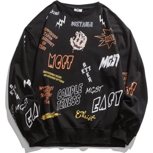 Preto Completo Impresso Grafico Hoodies 2021 Outono Dos Homens Hip Hop Streetwear Vintage Sweatshirts Masculino Algodao Hoodie