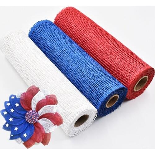 15cm*5 Yards/Roll U.S.Independence Day Ribbon, Decorative Mesh, Packaging Mesh, Pp Raffia Woven Mesh Holiday Festival Supplies