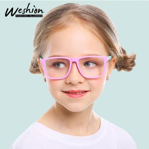 Kids Rectangle Blue Light Blocking Glasses Girls Boys Optic Lenses Computer Flexible Eyeglasses 3-10 Years Old Prescription
