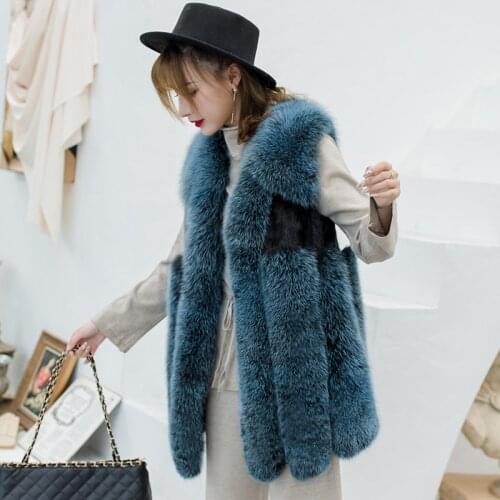 Double-faced Autumn Winter Coat Real Fox Fur Vest Korean Vests Women Pink Jacket Chaqueta Mujer MY935