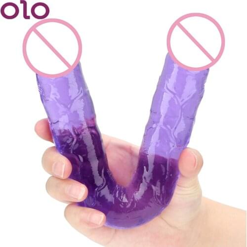 OLO Flexible Soft Jelly Dildo Dual Head Dildo Double Ended Artificial Penis Female Masturbation Sex Toys for Women Lesbian