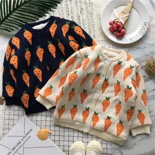 Tonytaobaby Winter New Boys and Girls' Radish Cotton Cardigan Sweater Plush Thickened Top