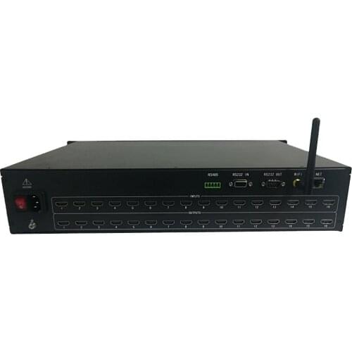 HMX-16X16 Rack Mountable 16 In 16 Out Multiple Monitor Selector Splitter RS232 IR Control UHD 4K 16 x 16 HDMI Matrix Switcher