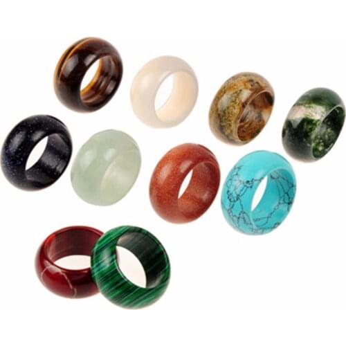 Druzy Fine Rings Mixed Random Color Beautiful Genuine Handmade Natural A Grade Blue Sand Stone Natural Rings Wholesale 6Pcs