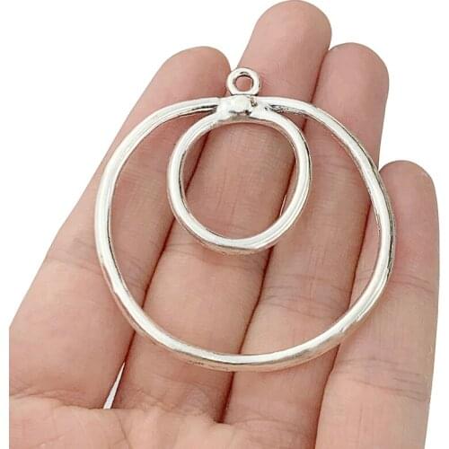6 x Tibetan Silver Large Open 2 Rings Circles Charms Pendants 2 Sided for Necklace earrings Jewelry Making Findings