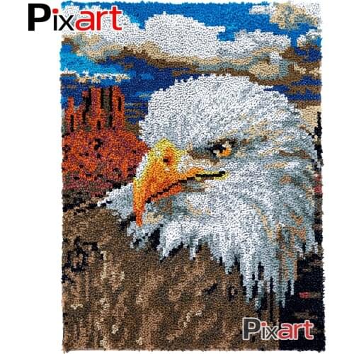Latch Hook Rug Imposing Eagle Crocheting Tapestry Kits DIY Carpet Rug Chunky Yarn Needlework Knitted Floor Mat Hobby & Crafts