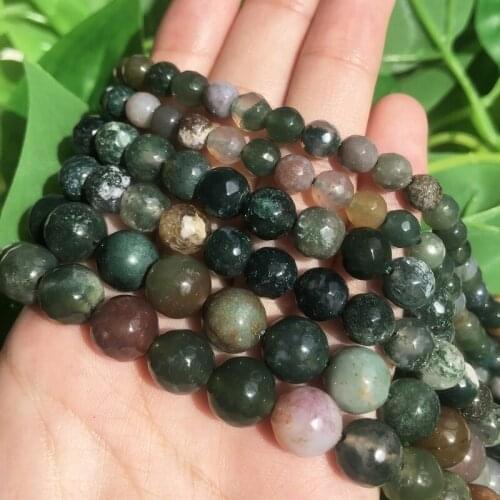 4 6 8 10 12mm 15inches Natural Stone Faceted Indian Agate Round Loose Spacer Beads for Jewelry Making Handmade Diy Necklace