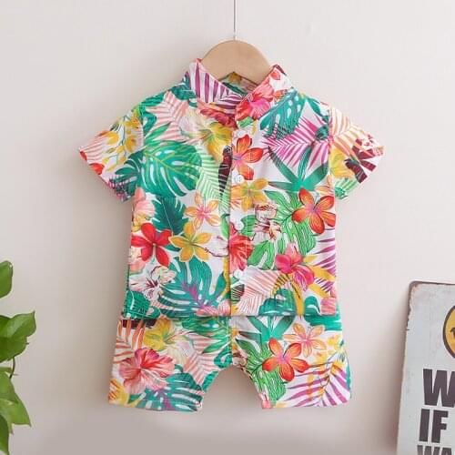 Summer Casual Loose Kids Boys Cool Clothing Sets Fashion Beach Clothes Children Floral Tops Shirts Shorts Outfits for 1-5 Years