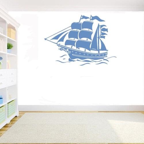 Nautical sailing wall stickers pirate ship vinyl decals home decoration childrens room living room detachable mural decor G654