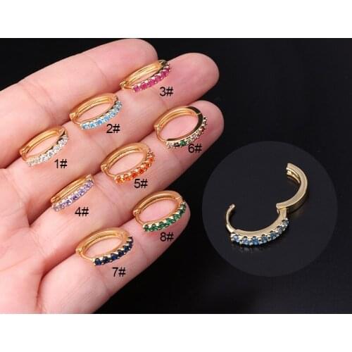 New 1PC Tiny Stainless Steel Rainbow Earring Nose Ring Piercing Helix CZ Hoop Cartilage Ear Ring Body Jewelery