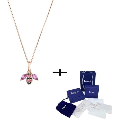 2021 new Purple Crystal Bee pendant rose gold necklace for mom and girlfriend holiday gift