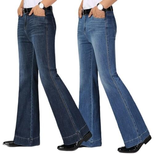 New Bellbottom Jeans Autumn 2020 Mens Smart Casual Boot cut Jeans Business Wide Leg Pants Big Flares Trousers