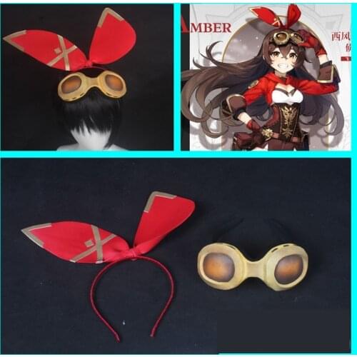 New Anime Genshin Impact Mondstadt Amber KC Hair Hoop Headband Glasses Props Cosplay Costume Headwear Halloween Accessories