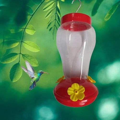 Plastics Bird Water Feeder Bottle Hanging Hummingbird Feeder Garden Outdoor Plastic Flower Iron Hook Pet Bird Supplies