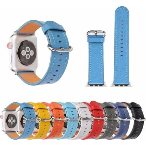 Pebbled Leather Watchband Strap For Apple Watch 6 5 4 3 2 1 SE Classic Band For iWatch 44mm 40mm 42mm 38mm Replacement Watchband