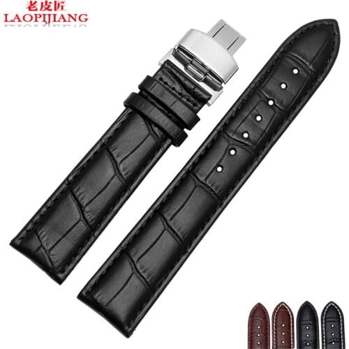 Top grain genuine leather strap for GS3674T GS5595 watch 18 19 20 21 22mm watchband bracelet deployment butterfly buckle belt