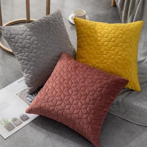 Nordic Home Decor Hexagonal Checkered Velvet Pillow Cases Pillowcase Solid Color Sofa Bed Throw Pillow Cover 45X45cm