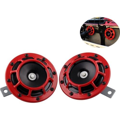 CT 2Pcs HD Red Hella Super Loud Compact Electric Blast Tone Air Horn 12V 115DB For Motorcycle Car Speaker Horns