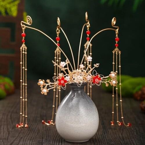 Chinese Style Wedding Bridal Crystal Headdress Crown With Comb Hair Accessories Ladies Wedding Banquet Show Hair Clip
