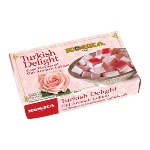 Turkish Delight with Rose Flavor by Koska | Giftable Snacks, Sweet Luxury Traditional Dessert (125, 250, 500 gr)