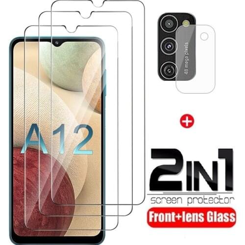 2-in-1 For Samsung Galaxy A12 Glass For Samsung A12 Tempered Glass For Samsung A51 A71 A31 A30 A50 S M21 M31 A11 A12 Lens Glass