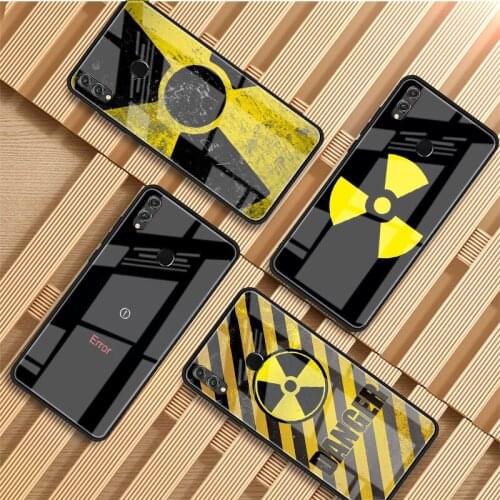 Warning Tempered Glass Phone Case For Huawei P20 P30 P40 P40 Lite Pro Psmart Mate 20 30 Cover Shell