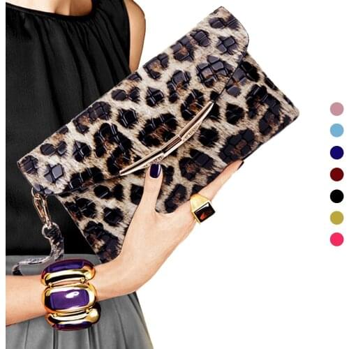Woman Evening Bag Leopard Wallet Wedding Party Banquet Shoulder Bag Fashion Clutch Purse Evening Bags PT1100
