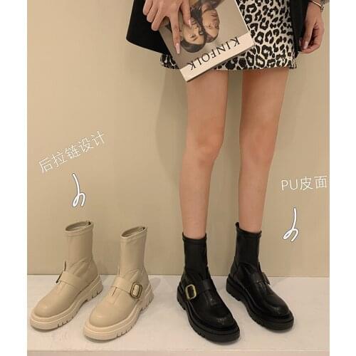 Womens Shoes Ankle Boots 2021 New Spring and Autumn Fashion Back Zipper Thick Bottom Non-slip Chelsea Boots