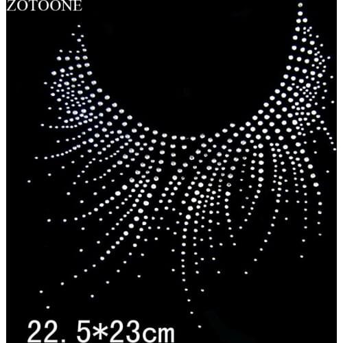 ZOTOONE Super Bright Clear Crystal Iron on Patch Hot Fix Rhinestone Applique for Clothes Neckline Decoration Rhinestones Strass