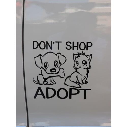 ZTTZDY 15.6*16CM Don T Shop Adopt Car Sticker Cat Vinyl Decal Black/Silver ZJ4-0201