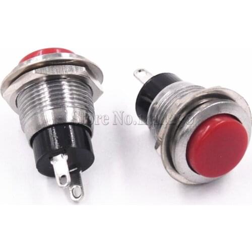 10PCS Red Reset Switch DS-318 12mm Mini Round Push Button Switch Without Lock For Horn Doorbell 3A 125VAC