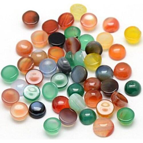 100pcs Natural A gate Cabochons for Jewelry Making Flat Round Mixed Color 8~9.5x4~5mm