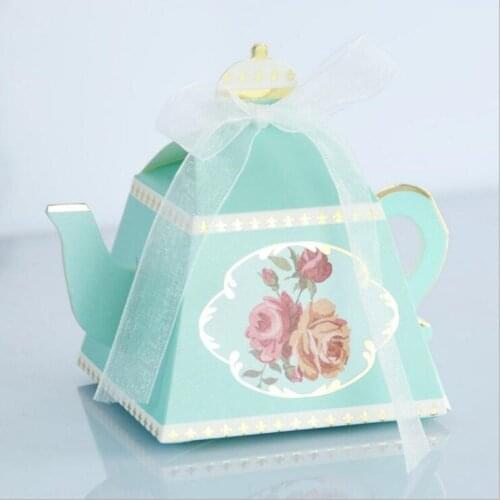 100pcs Unique Teapot Design Paper Packing Box Afternoon Tea Party Supplies Wedding Decoration Candy Favor Gift Box