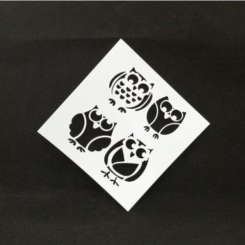 13*13 Owls pvc Layering Stencils for DIY Scrapbooking/photo album Decorative Embossing DIY Paper Cards Crafts