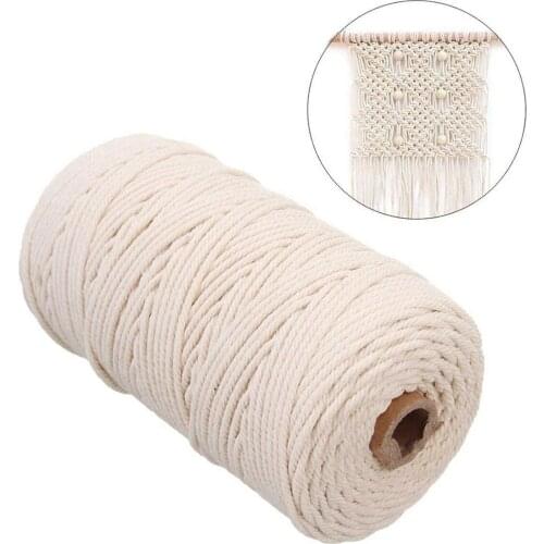 3mm Macrame Cord Cotton Rope String Ribbon DIY Sewing Thread Handmade Beige Braided Twisted Craft Wedding Party Decor