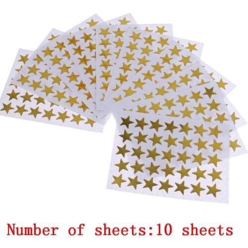 350PCS/bag Child Gilding Reward Flash Sticker Teacher Praise Label Award Five-pointed Star Gold Sticker Self-adhesive Sticker