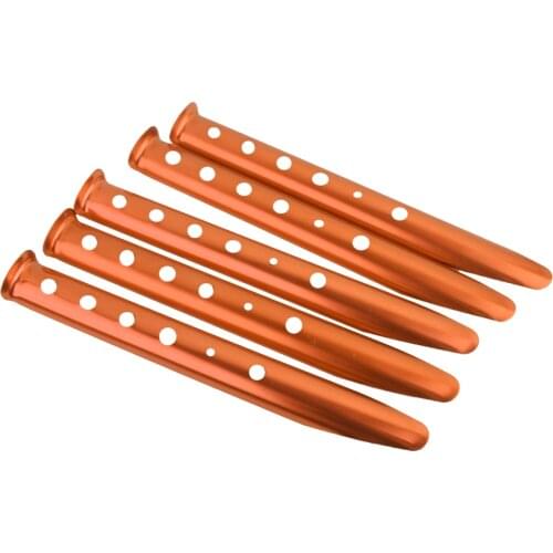 5 X Orange Aluminium Alloy Camping Hiking Trip Tent Pegs Stake Nail 31cm- Random Color