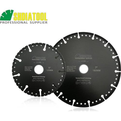 SHDIATOOL 1set 125mm&180mm Vacuum Brazed Diamond Blade for All Purpose 5" &7"Demolition Blade For stone iron steel