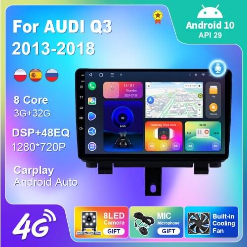 Car Radio Autoradio For AUDI Q3 2013-2018 Navigation GPS Android 10 Auto Stereo Video Carplay Audio WiFi 4G 2din Backup Camera
