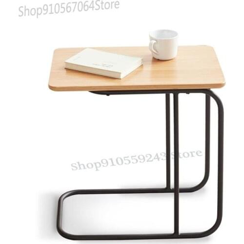 Solid Wood Sofa Side Table Nordic Oak Coffee Table Modern Minimalist Side Table Living Room Ins Iron Corner Table