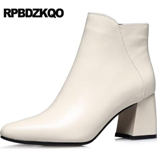 Fur Fall Handmade 2021 Pointed Toe Women Boots Winter Luxury High Heel Chunky Genuine Leather Autumn Shoes Ankle Pointy Booties