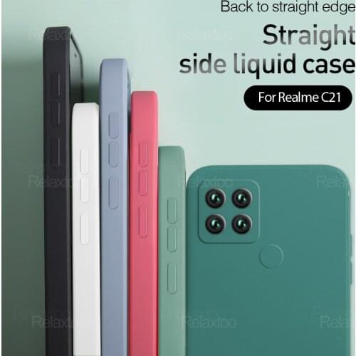 Square Liquid Silicone Case For OPPO Realme C21 Shockproof Soft Phone Back Cover Shell Narzo 30 30A 8 Pro GT NEO C11 V13 4G 5G
