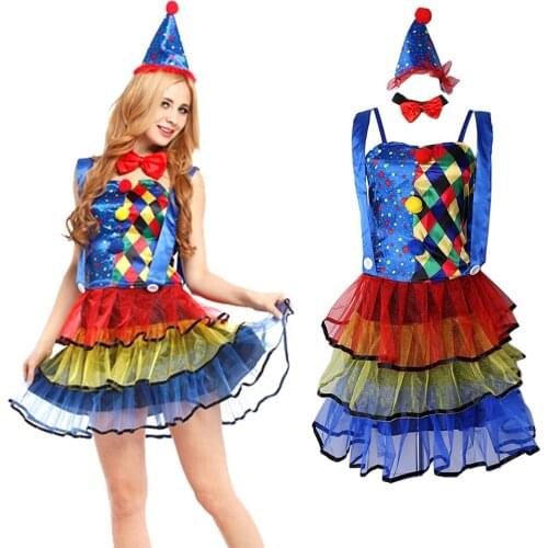 Circus Clown Costume Fancy Dress Halloween Xmas Hen Night Party Woman Outfit
