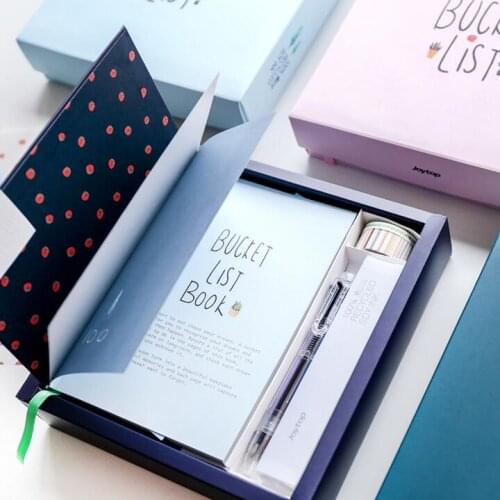 "100 Bucket List" Diary n26 n07r Luxury Student Supply Supplies Package Supplies Box with Pen Stickers To Do List Notebook