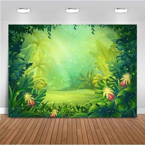 Green grass backdrop for photography forest jungle theme party decoration supplies background for photo fairy tale firefly